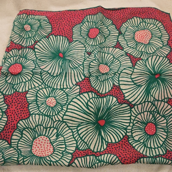 Dior Accessories - Dior Silk Abstract Floral Scarf in Red/Pink and Green, 29" x 29"